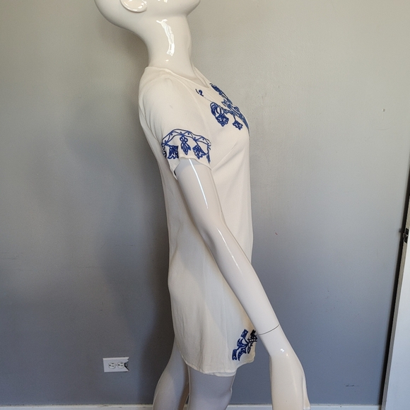 Lulus Tale to Tell Blue and Ivory Embroidered Shift Dress, VGUC, Size S - Picture 3 of 9